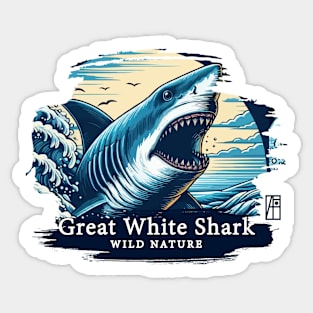 Great White Shark - WILD NATURE - GREAT WHITE SHARK -16 Sticker